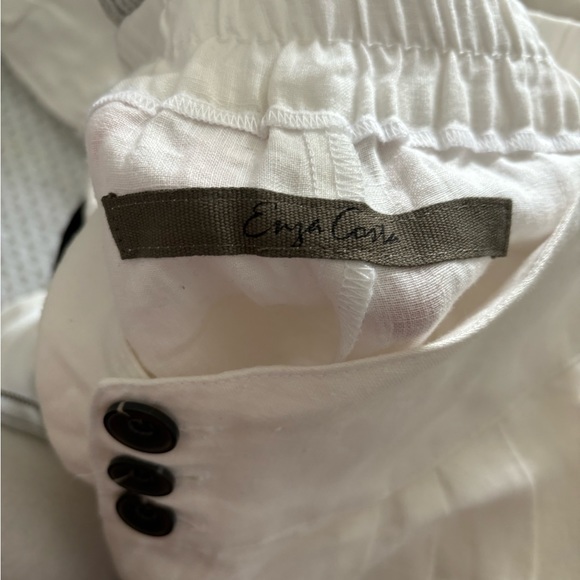 Enza costa white French linen button down high waisted pants nwt - Picture 3 of 5
